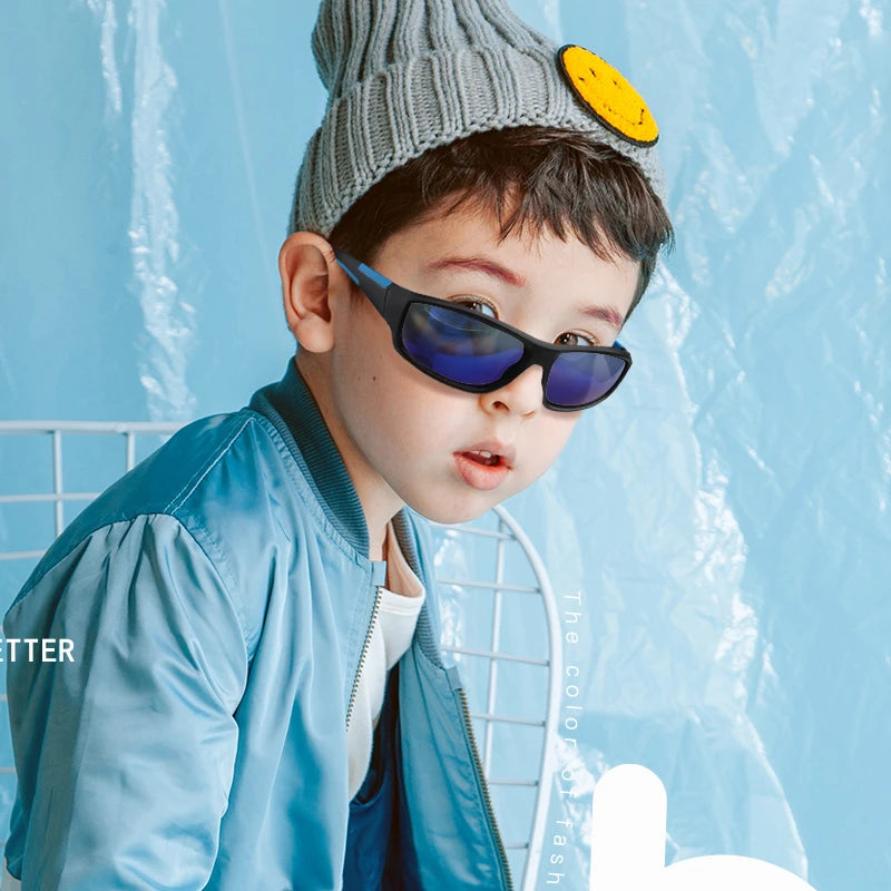 Kenbo enfants garçon Sport lunettes de soleil enfant cyclisme lunettes fille UV400 extérieur miroir lunettes pour cadeau avec étui