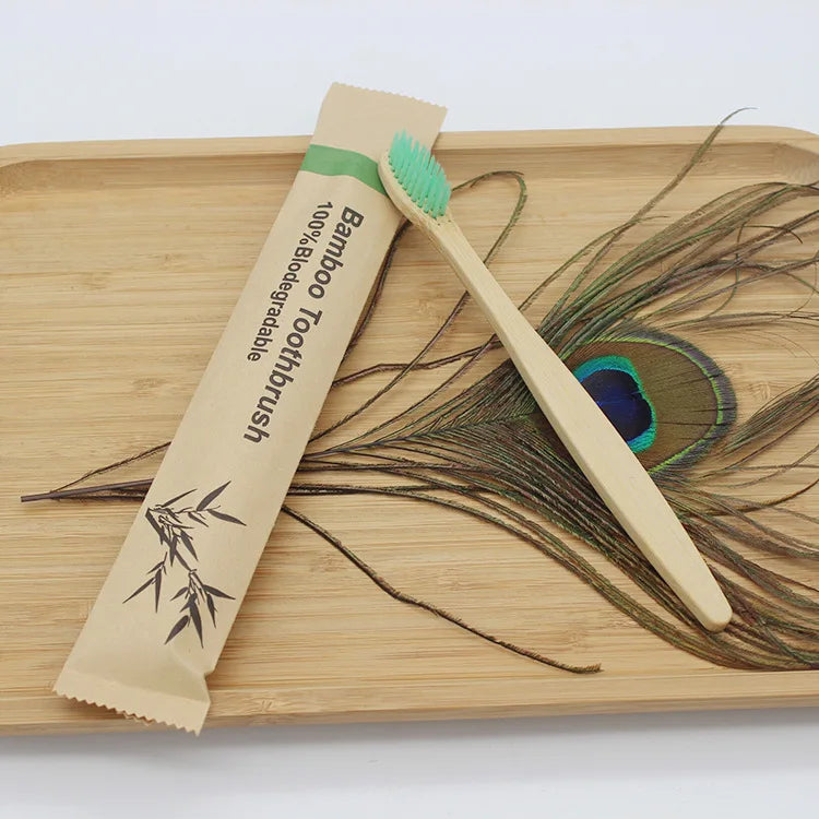 Brosses à dents en bambou 100 pièces brosse à dents réutilisable écologique adulte brosse à dents souple en bois écologique végétalien