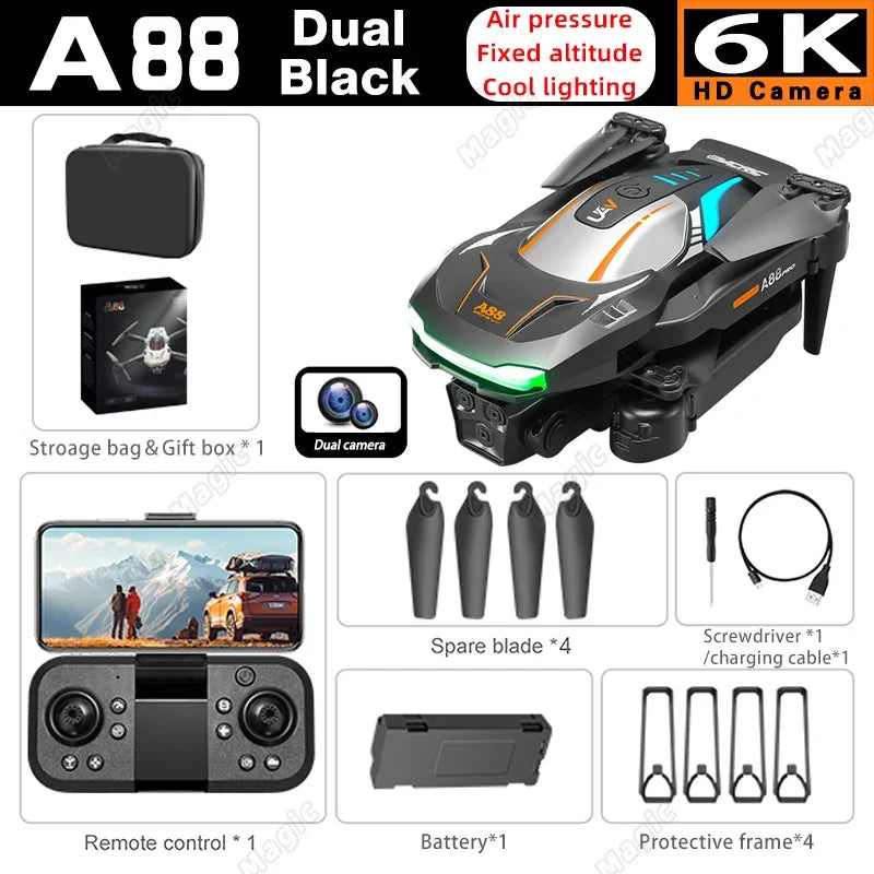 Mini importateur A88 avec caméra pour touristes 8K, haute définition, photographie aérienne professionnelle, GPS, évitement d'obstacles, quadrirotor, importateur de sécurité RC