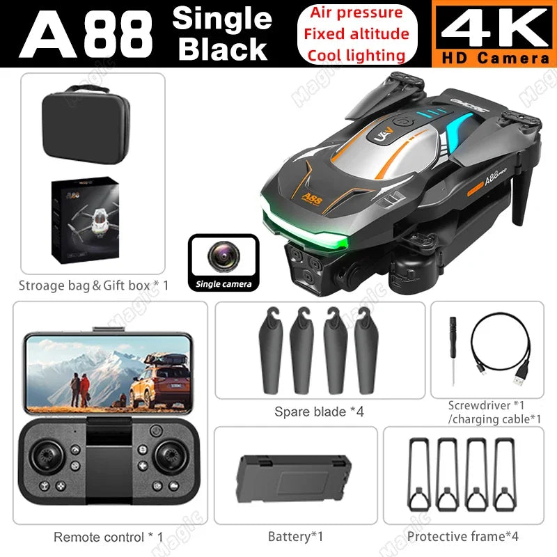 Mini importateur A88 avec caméra pour touristes 8K, haute définition, photographie aérienne professionnelle, GPS, évitement d'obstacles, quadrirotor, importateur de sécurité RC