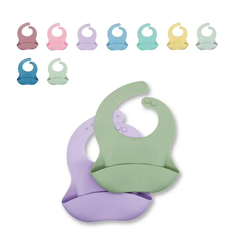 Bavoirs imperméables pour bébé, mignon dessin animé imprimé d'animaux, bavoir pour enfants, fille et garçon, bavoir réglable en Silicone souple, articles d'alimentation pour bébé