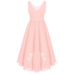 Robe perlée pour filles, élégante, brillante, rose, pour adolescentes, pour cérémonie de première Communion, ourlet Hi-Lo, fleur de demoiselle d'honneur