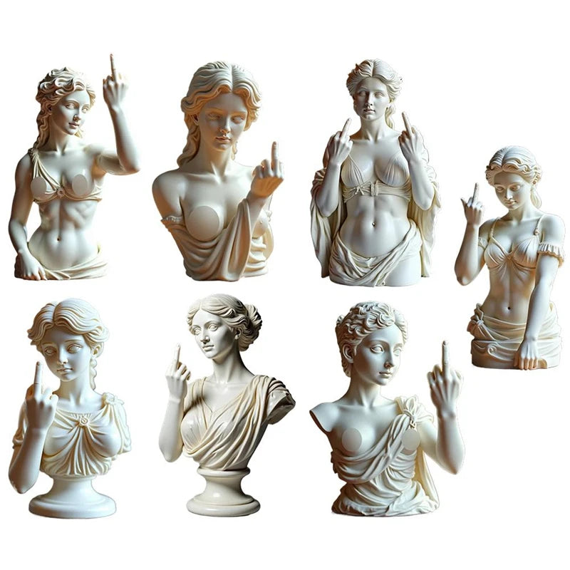 Statue de déesse de Vienne drôle en résine, Sculpture offensive du doigt du milieu, Figurines de bureau Medusa, nouveauté, cadeau artistique, décoration de maison