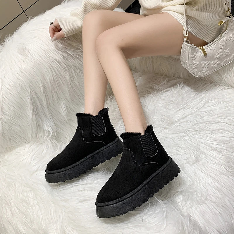 2025 nouvelles bottes de neige à semelles épaisses pour femmes en peluche chaude marque de luxe bottines de créateur hiver Mujer Botas nouvelles bottines pour femmes