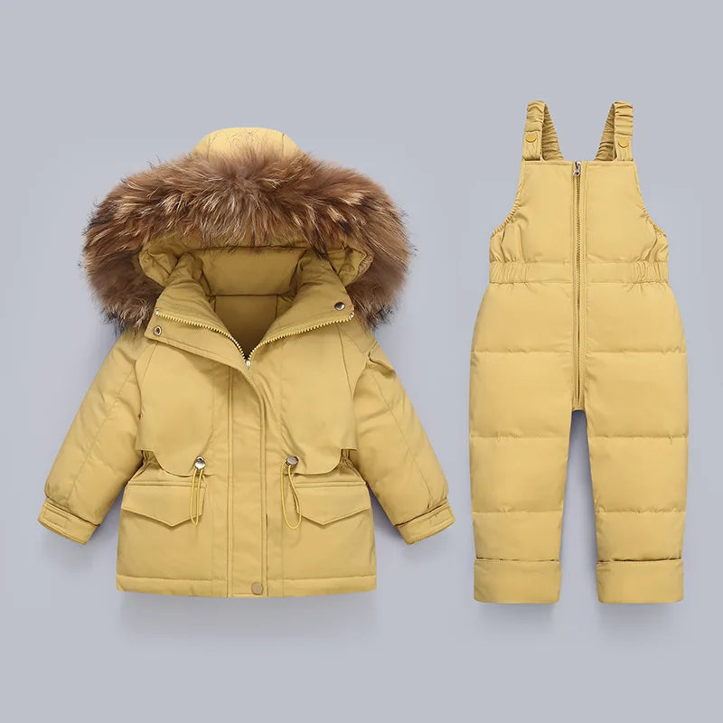Ensembles de vêtements pour tout-petits, combinaisons de neige d'hiver pour bébés filles, doudounes chaudes, combinaisons à capuche en fourrure optique, combinaisons trempées, 0-3 ans