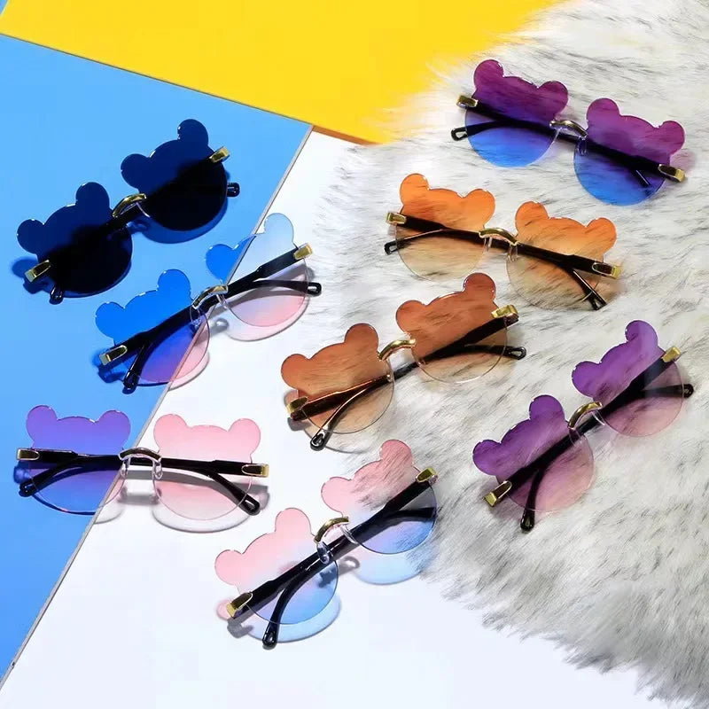 Lunettes de soleil pour enfants en forme d'ours lunettes pour enfants dessin animé sans monture UV400 lunettes pour enfants en plein air Anti-éblouissement filles garçons lunettes de soleil