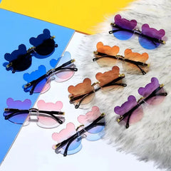Lunettes de soleil pour enfants en forme d'ours lunettes pour enfants dessin animé sans monture UV400 lunettes pour enfants en plein air Anti-éblouissement filles garçons lunettes de soleil