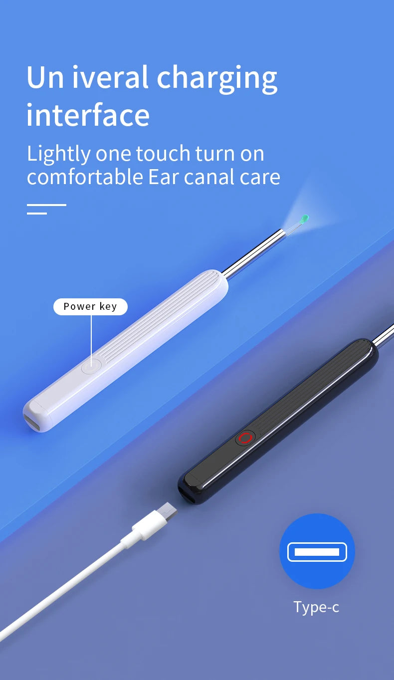 NE3 nettoyeur d'oreilles outil de retrait de cire d'oreille de haute précision avec caméra LED Otoscope sans fil Kit de nettoyage d'oreille intelligent meilleur cadeau