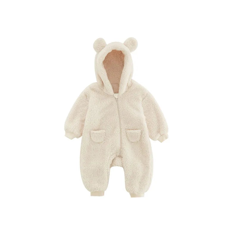 2025 combinaisons chaudes à capuche en polaire pour bébé automne hiver à manches longues barboteuses pour bébé nouveau-né garçon fille Homewear pyjamas