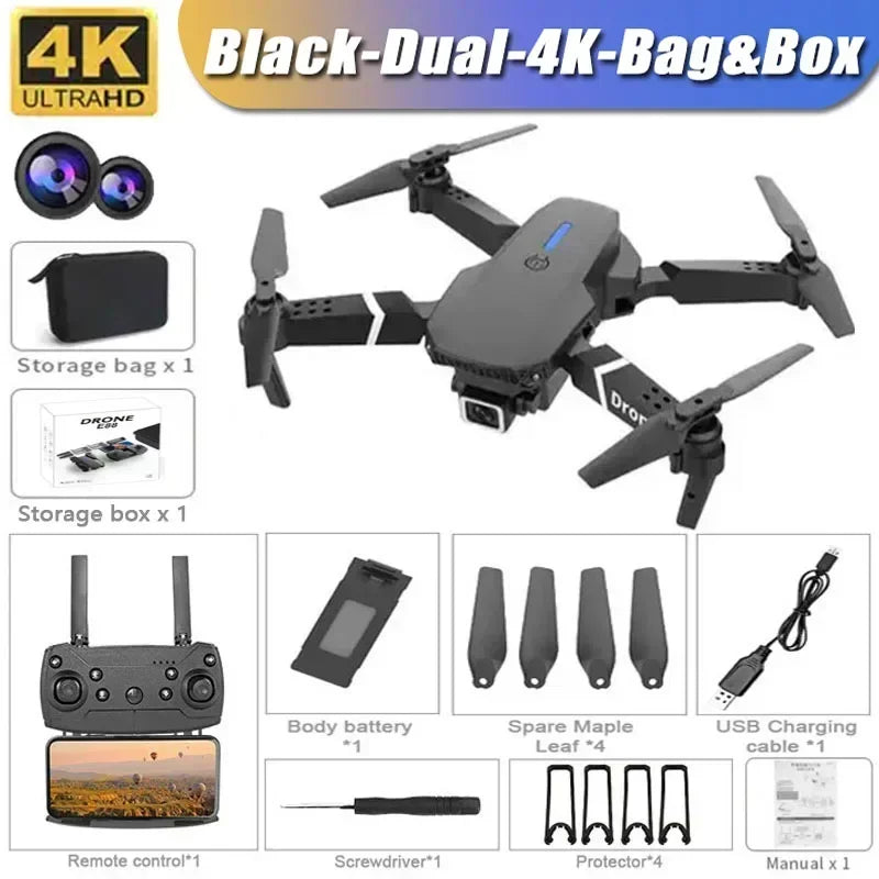 Elite E88 2024 RC Drone – 4K Ultra HD Camera | Foldable and Portable | Altitude Hold | Perfect Gift for Adults and Children