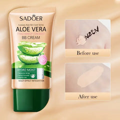 Aloe Vera BB crème-hydratant et dissimulant au collagène fond de teint à couverture complète, correcteur longue durée et léger