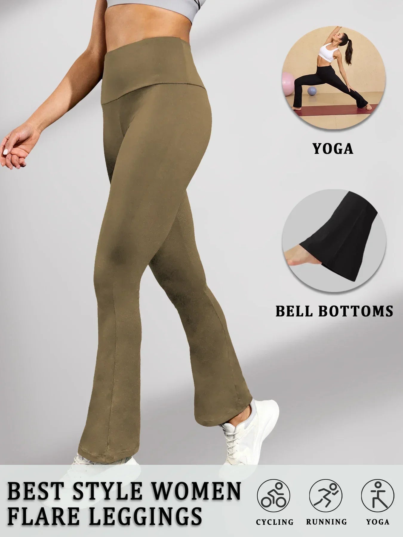 Pantalon évasé Super doux pour femmes, taille haute, contrôle du ventre, Leggings de Yoga, bas de cloche