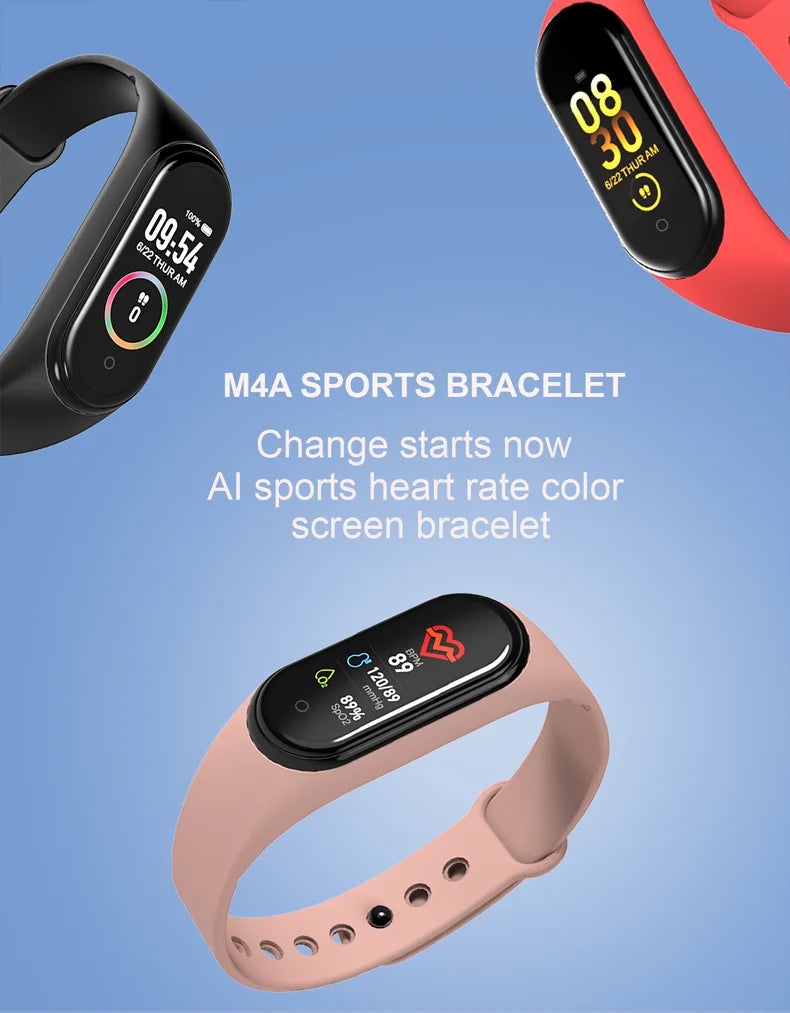 Waterproof sports smartwatch with activity, blood pressure and heart rate monitor, electric clock, new