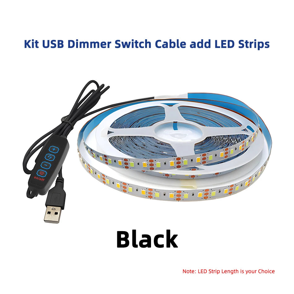 LED strip light kit for tourist information, flexible bar light, dimmer controller, USB, 0.5-5m, 5V, 120g/m, 3000K, 4000K, 6000K CCT, 4 buttons, 2m