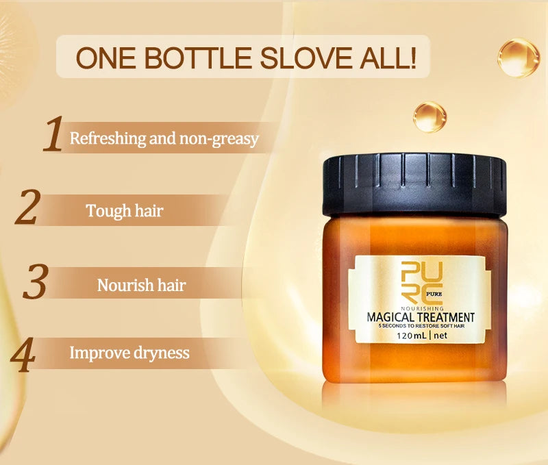 PURC 5s Magic Hair Mask, Permanent Keratin Treatment, Fast Smoothing, Repair Cream for Dry Damage and Frizz, Restores Gentle Hair Care Masks