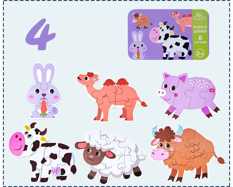 Montessori bébé Puzzle jouets éducatifs pour enfants 2 à 4 ans enfant en bas âge 3D Puzzle en bois enfants boîte de fer jeux de Puzzle jouets