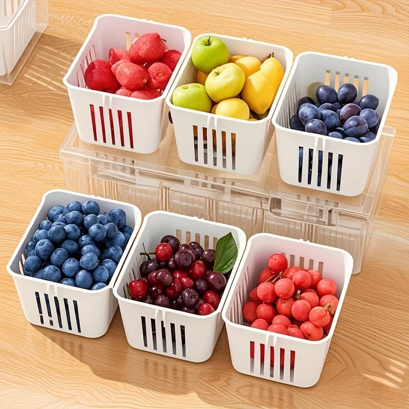 Boîtes de rangement pour réfrigérateur à 3 grilles, organisateur d'ail, oignon, poivre, fruits et légumes, bac à légumes, bac à légumes, conteneurs scellés de cuisine ﻿