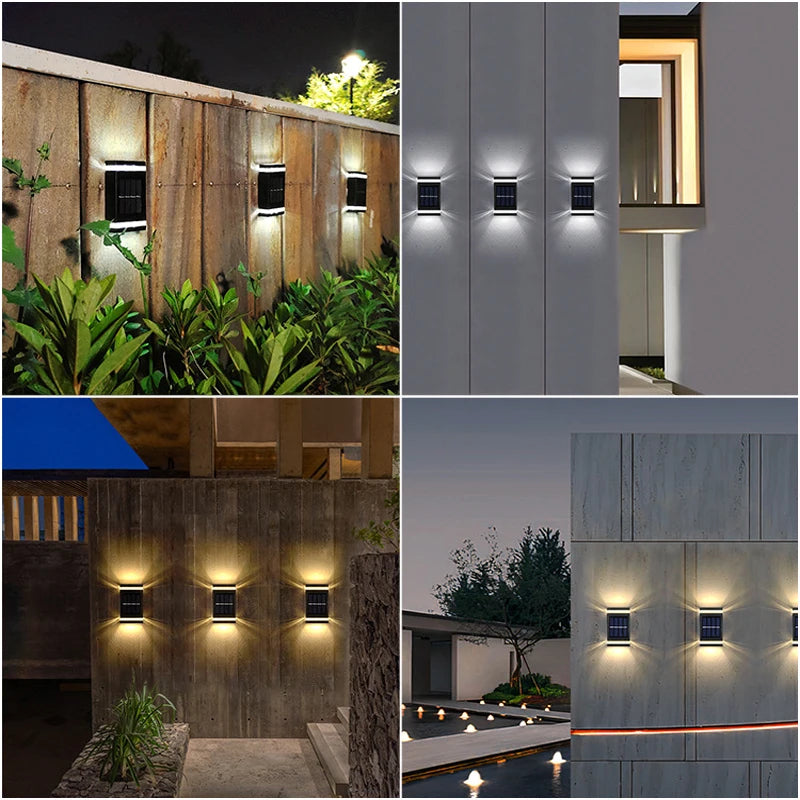 Lampe murale solaire extérieure étanche à énergie solaire éclairage haut/bas pour jardin cour décoration extérieure de la maison IP65 lumière de chemin solaire