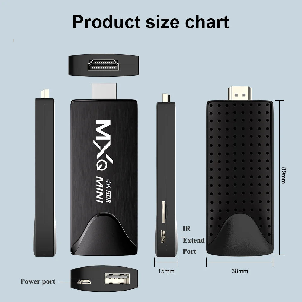 MXQMINI Smart Android Mini TV Stick Android 10 Quad Core Support 2.4G Wifi 4K HD TV Box H.265 Streaming décodeur intelligent