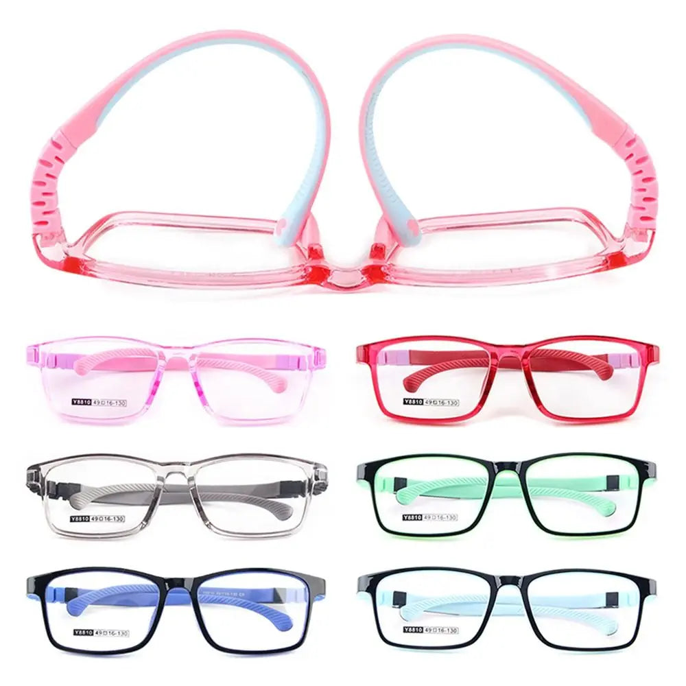 Children's blue light blocking glasses, silicone, for boys and girls, for computer use, ultra-lightweight, square, transparent