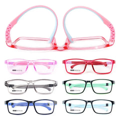 Children's blue light blocking glasses, silicone, for boys and girls, for computer use, ultra-lightweight, square, transparent