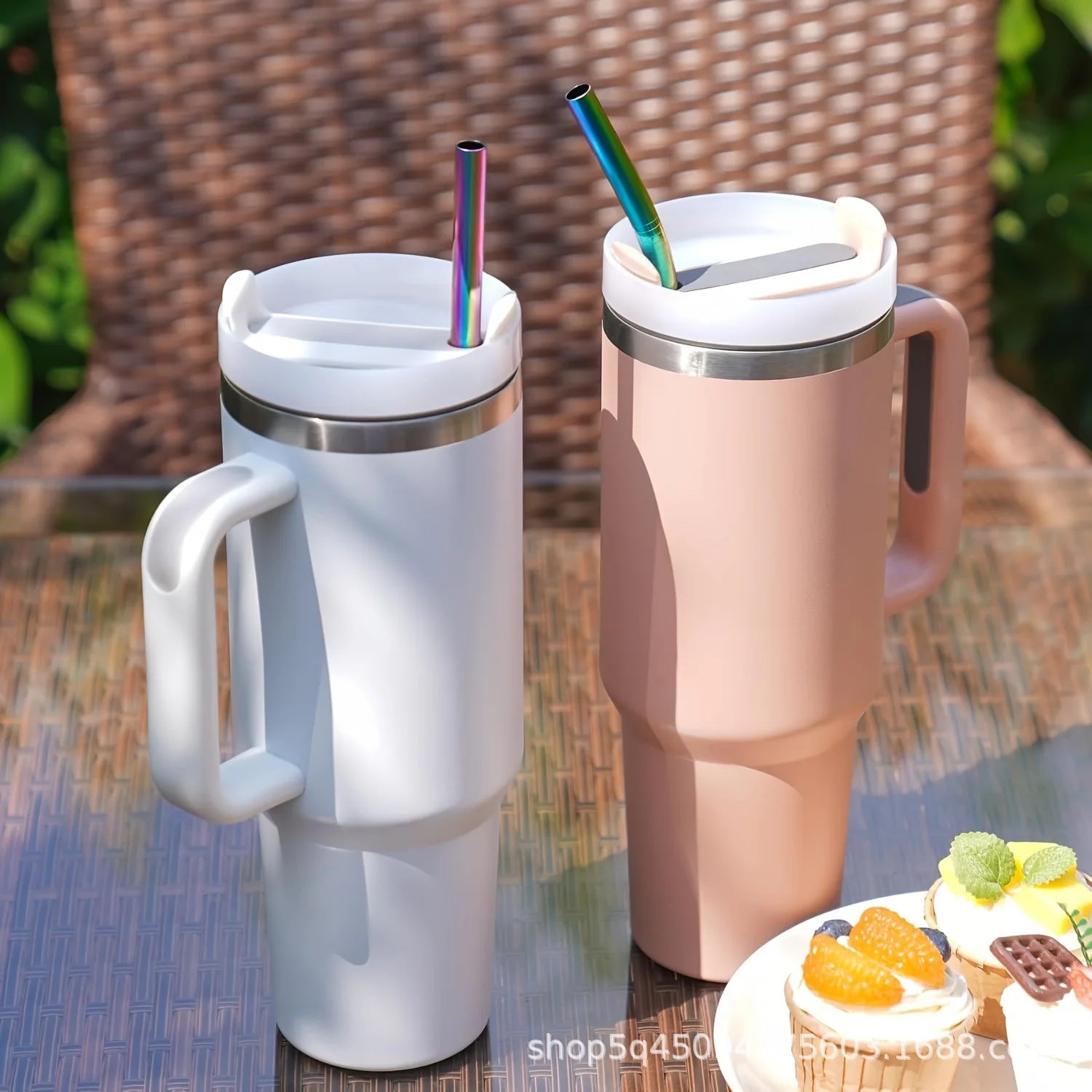 Paille de couleur réutilisable en acier inoxydable, 21cm 26cm 30cm, adaptée à une tasse de capacité de 20oz 30oz 40oz avec brosse