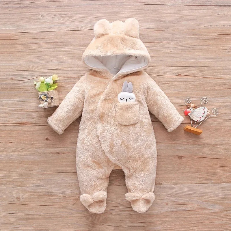 Vêtements d'escalade en peluche pour bébé de 0 à 2 ans, chauds et épais, en coton, avec chien et lapin, dessin animé, nouvelle collection automne et hiver