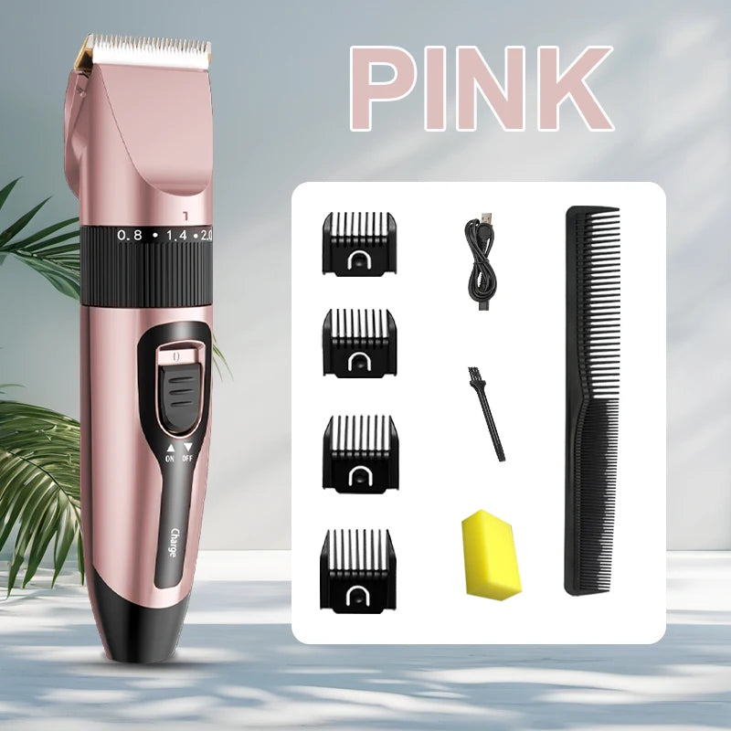 Professional electric hair clipper for men, ceramic blade, low noise home trimmer, USB charger, men's hair cutting tools