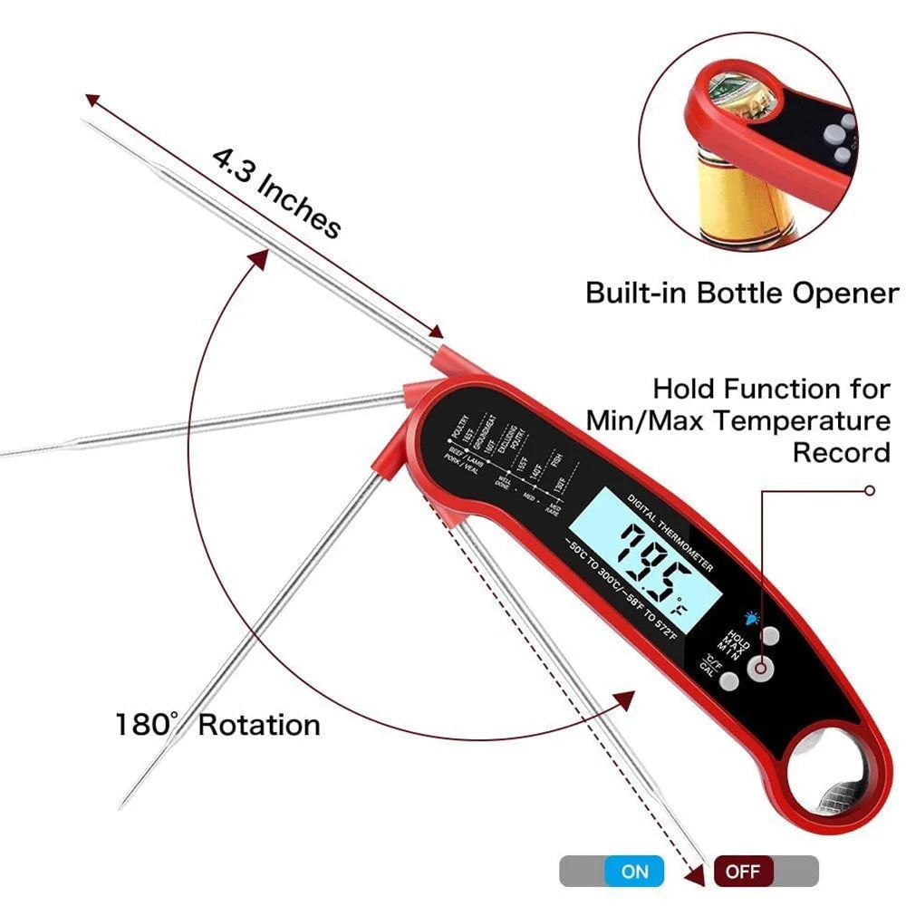 Therye.com numérique étanche pour aliments de cuisine, lecture instantanée, viande, eau, lait, cuisson, griller, barbecue en plein air