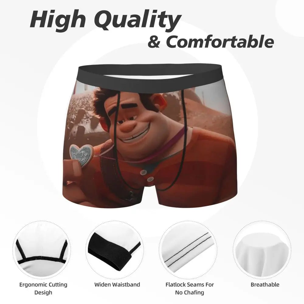 Wreck-It Ralph Men's Boxer Briefs, Breathable Underwear for Men, Boyfriend Gift