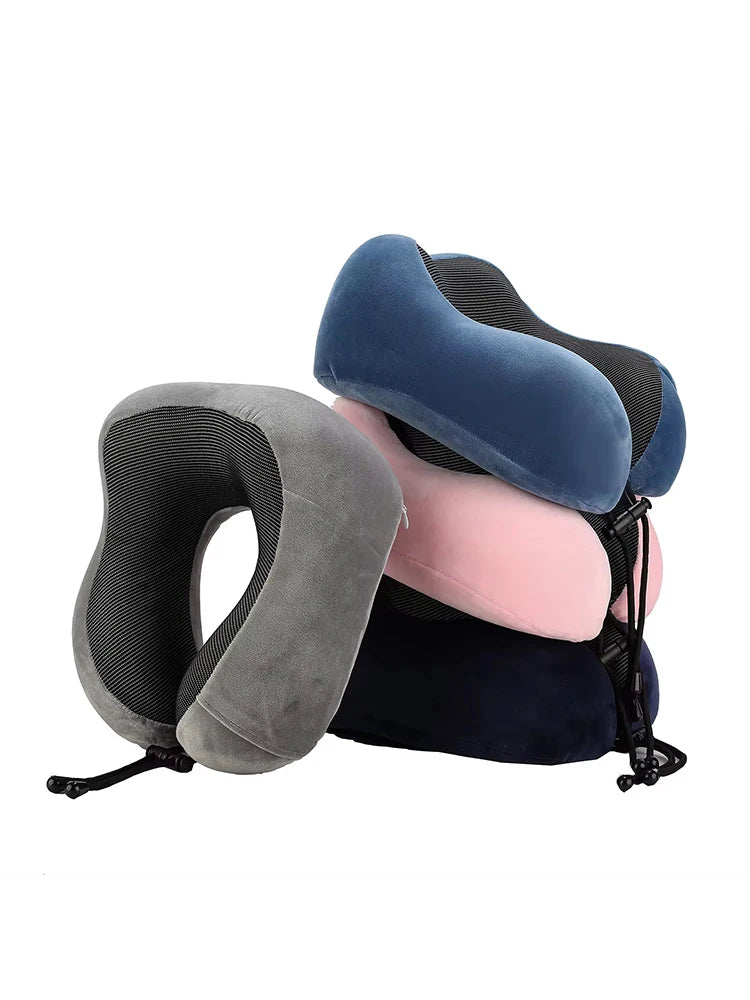 Oreiller cervical en forme de U en mousse à mémoire de forme – Compagnon de voyage doux avec fonction de massage, idéal pour l'avion, la voiture et le soutien cervical