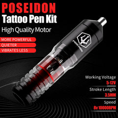 POSEIDON Kit de tatouage Kit de stylo de tatouage de haute qualité pour Kit de Machine de tatouage de maquillage Permanent 10 pièces Kit de pistolet de tatouage noir d'aiguille de tatouage
