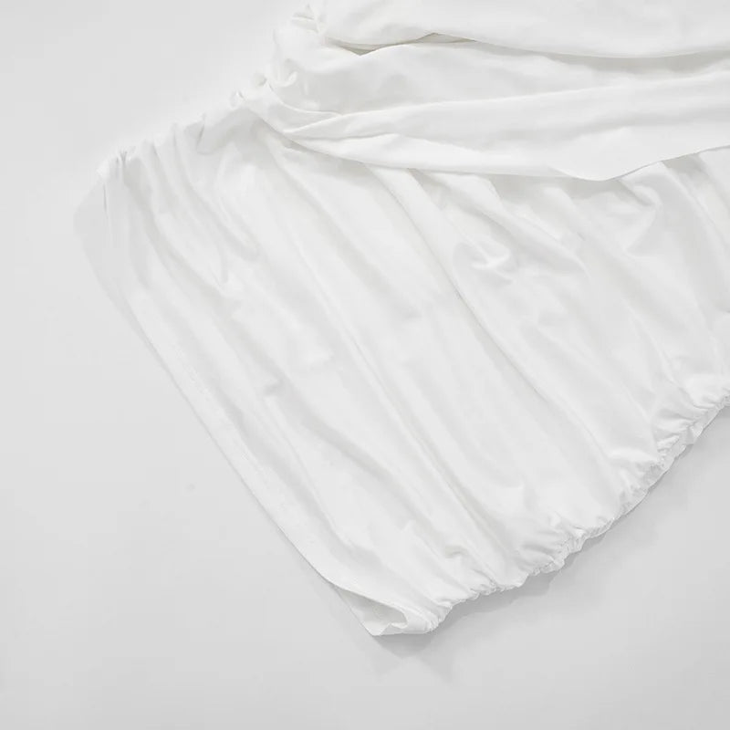 Joskaa – Mini robe plissée élégante, col rond, asymétrique, manches simples, façonnant le corps, pour femmes, vêtements de club de fête de vacances d'été, 2025