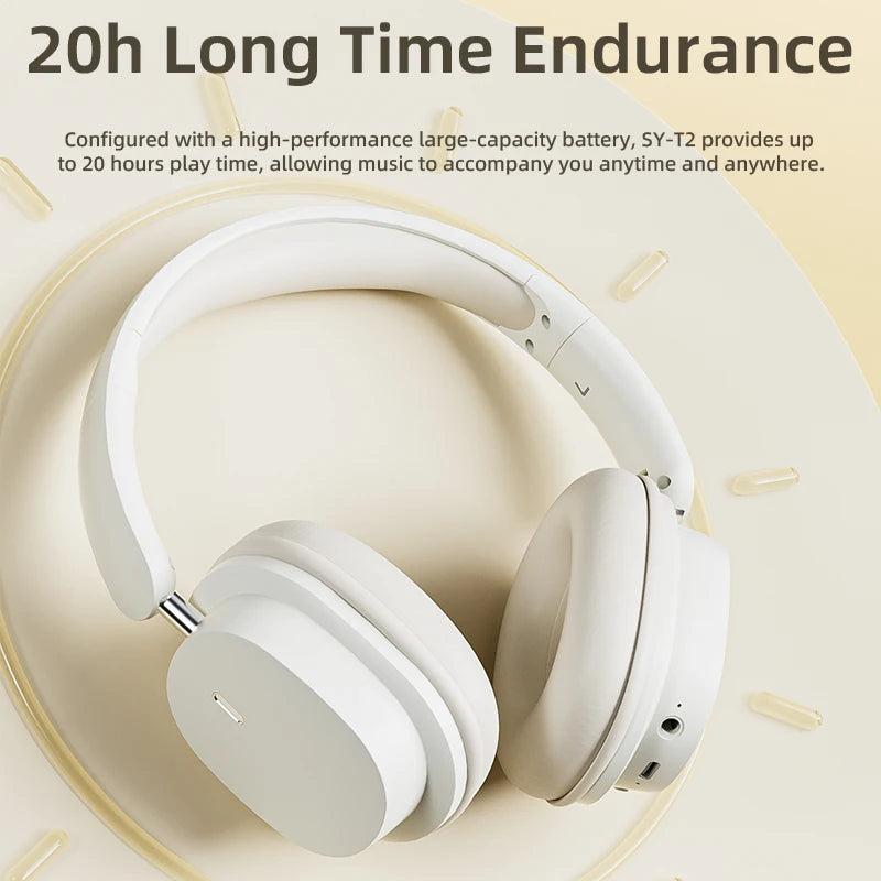 Casque sans fil Bluetooth 5.3 à la mode, casque stéréo HIFI portable supra-auriculaire, casque d'affaires, écouteurs de jeu à faible latence, prise en charge de la connexion 3,5 mm et de la lecture de cartes TF
