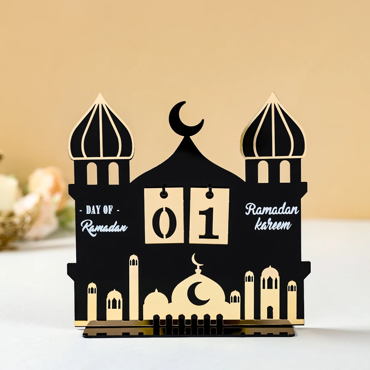 Calendrier de compte à rebours en acrylique pour Ramadan, ornements, cadeaux Eid Mubarak, décor pour la maison, fournitures de fête musulmane islamique 2025 Kareem