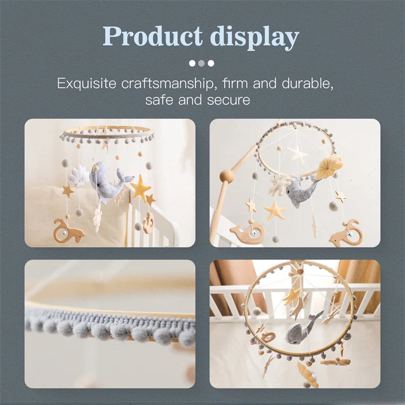 Hochets pour nouveau-né de 0 à 12 mois, jouets en feutre doux, cloche de lit de baleine, berceau Mobile suspendu, carrousel Musical, jouet pour garçons et filles, cadeau