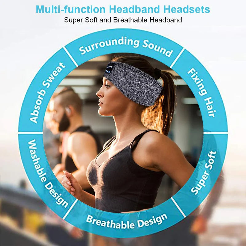 Haut-parleur Bluetooth sans fil, foulard, musique sans fil, casque de sommeil, bandeau de sport, masque oculaire de sommeil intégré, casque de voyage