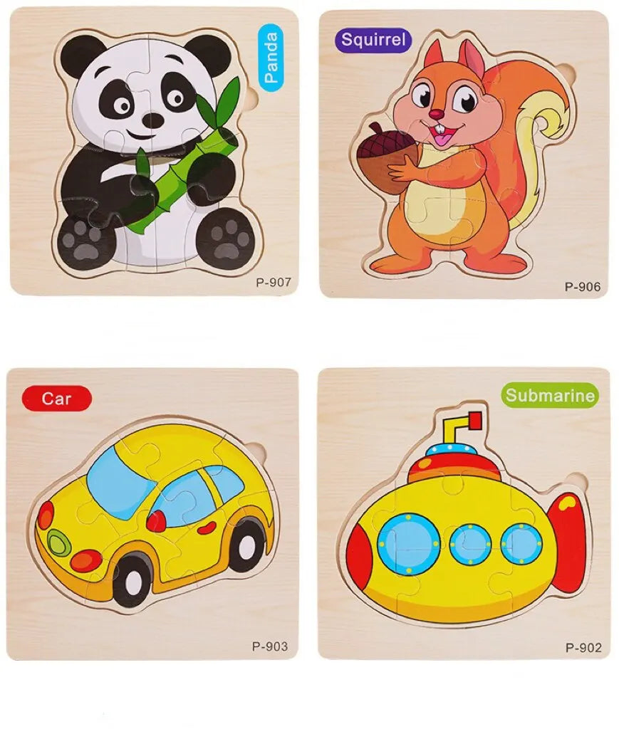 3 PCs couleur aléatoire Puzzle 3D jouets éducation précoce en bois Cartoon Animal Puzzle Puzzle infantile Puzzle Conseil jouets