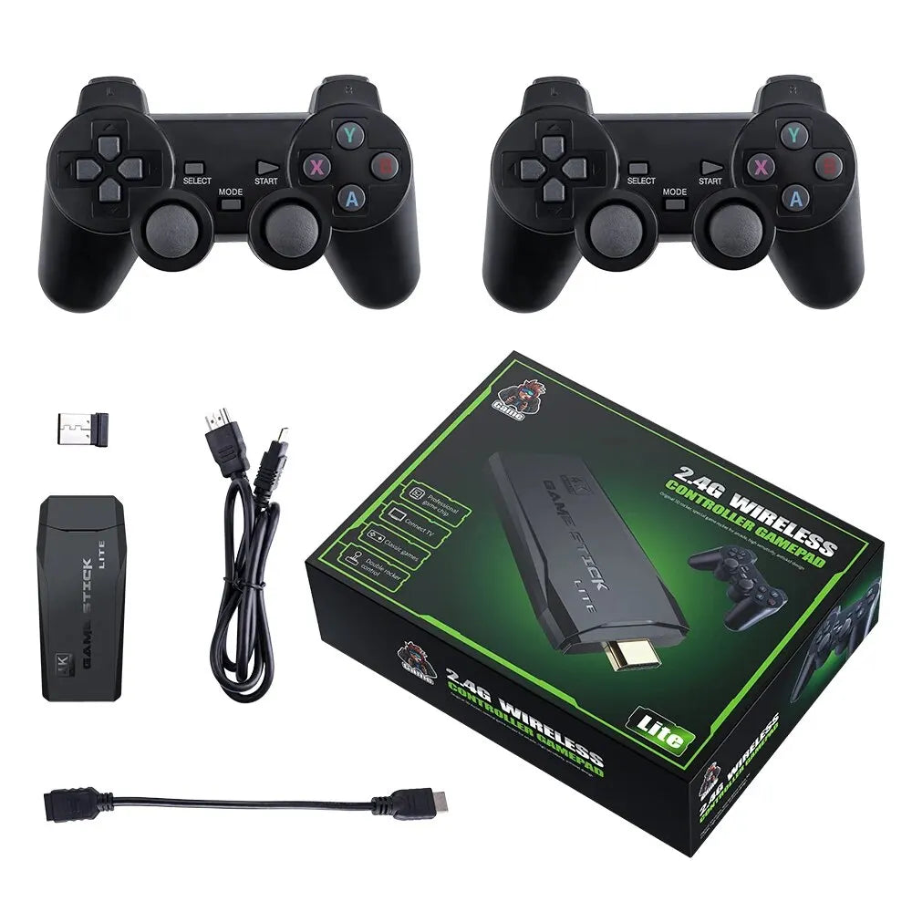 2.4G Video Game Console, Dual Wireless Controllers, 4K Game Stick, 20000 Games, 64GB/32GB Storage, Retro Games for PS1/GBA Boy, Christmas Gift