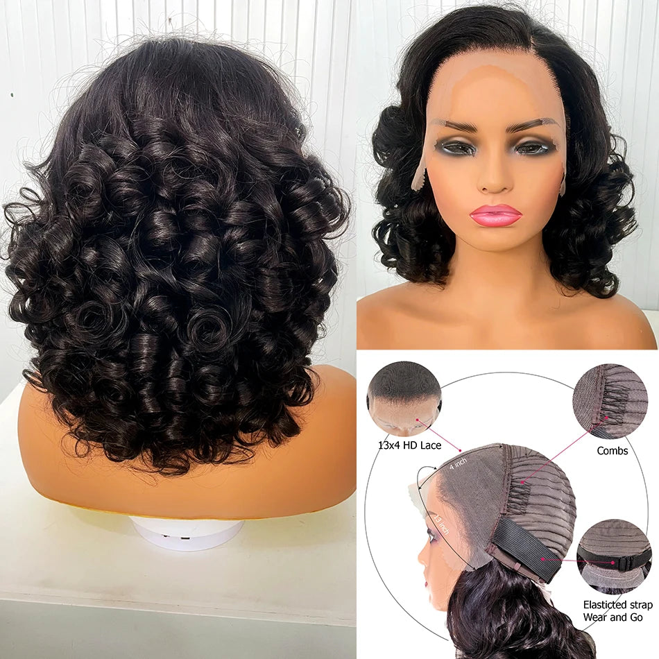 Raw donor human hair wigs 12A 13x4 HD lace front 250% density unprocessed Vietnamese double wave inflatable lace front wig