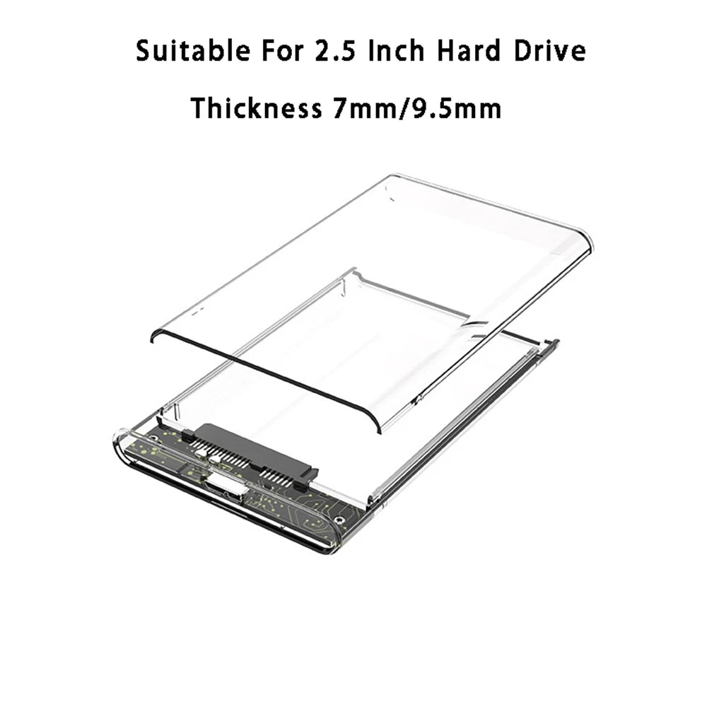 Boîtier de disque dur USB 3.0, boîtier de disque dur SATA SSD de 2.5 pouces avec vitesse de transfert de 5Gbps, boîtier externe Mobile, câble de boîtes de disque dur