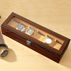Boîtes à Montres en Bois Noir à 6 Fentes pour Homme, Présentoir de Magasin, Pratique, Rangement de Bijoux