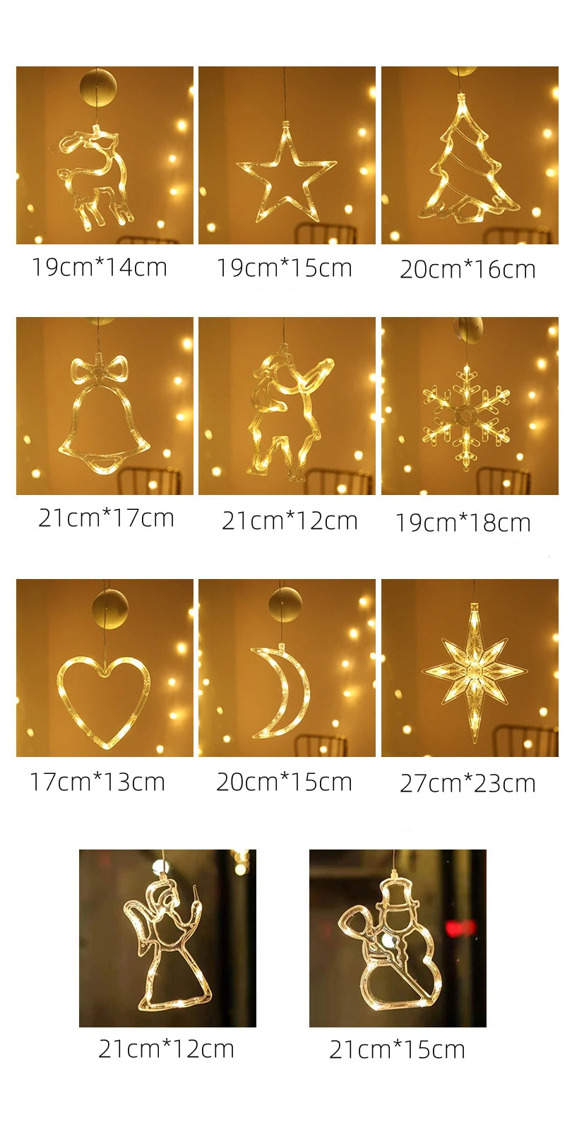 Lumières LED de Noël pour la décoration de la chambre à coucher, ornements de la maison, fenêtre, verre, batterie chaude
