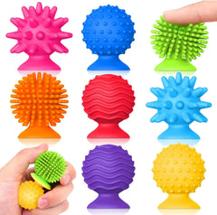 Ensemble de 8 jouets sensoriels souples en Silicone, avec ventouses texturées, jouets anti-Stress, cadeau d'activités