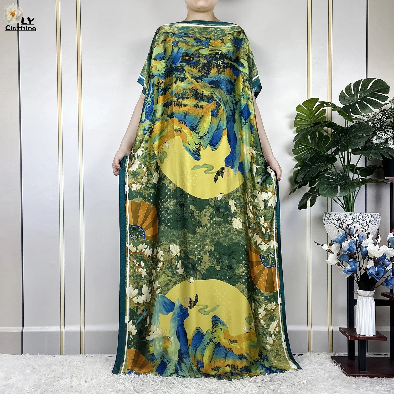 Muslim abayas with belt for women, African maxi dress, elegant evening dress, soft printed turban, new fashion, 2023