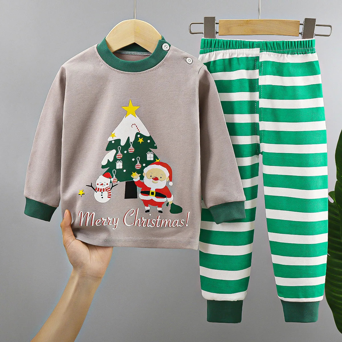 Ensembles de noël pour enfants, vêtements en coton à manches longues pour garçons et filles, hauts et pantalons, costumes pour arbre de noël, automne et hiver