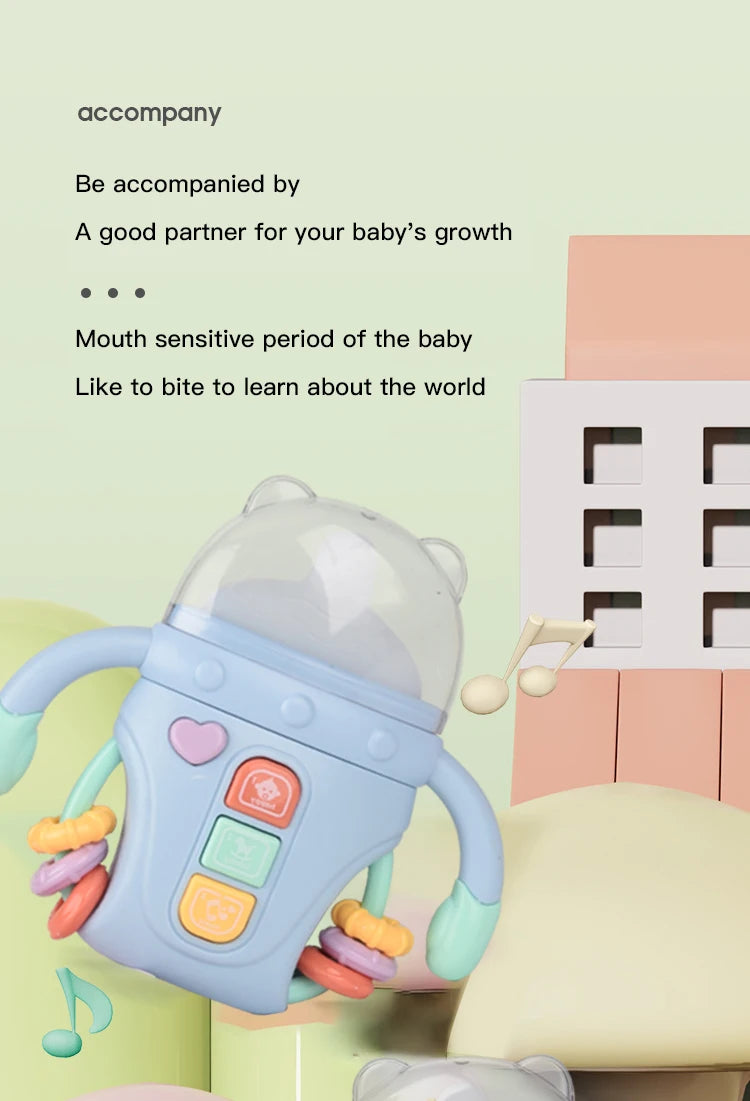 Hochet pour bébé, jouet d'apprentissage sensoriel Musical avec musique et lumières, sucette de dentition pour tout-petits, garçons et filles, cadeaux 0-24M