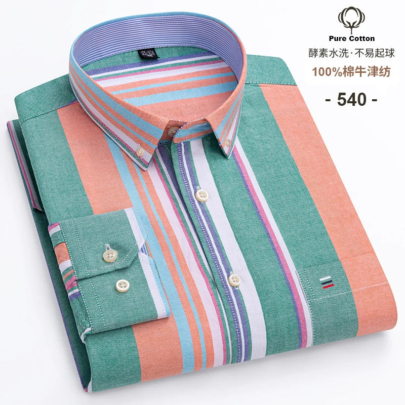 2024 mode hommes travail affaires marque Chemise hommes Plaid coton tenue décontractée chemises coupe ajustée à manches longues boutonné Chemise Homme
