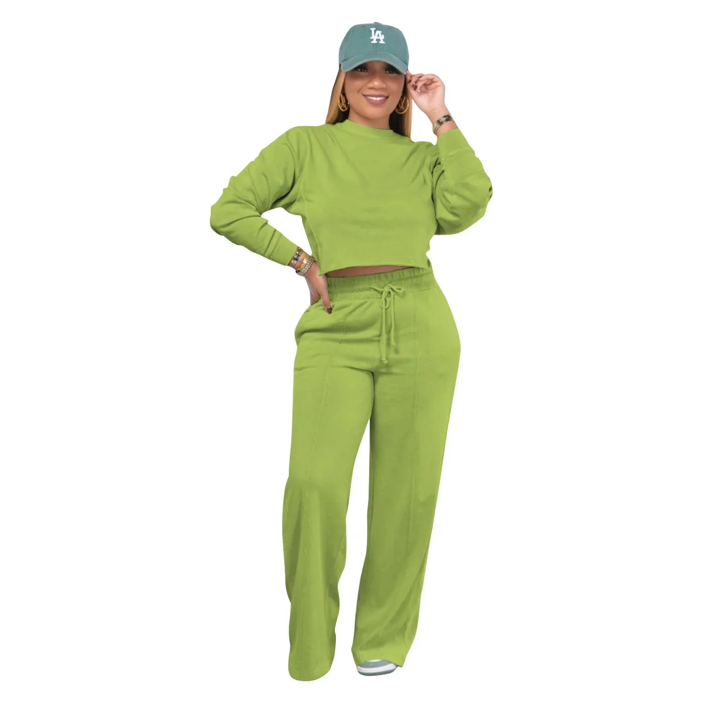 Ensemble de vêtements pour femmes, pull + pantalon, 2 pièces, costumes d'hiver épais et chauds, couleur unie, survêtement décontracté