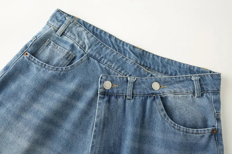 MUJER 2025 Women's Blue Baggy Jeans for Women, High Waisted Mom Jeans, Wide Leg Denim Pants, Summer Jeans